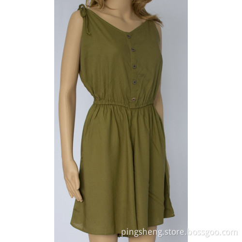 Women V-neck Jumpsuit with Suspenders